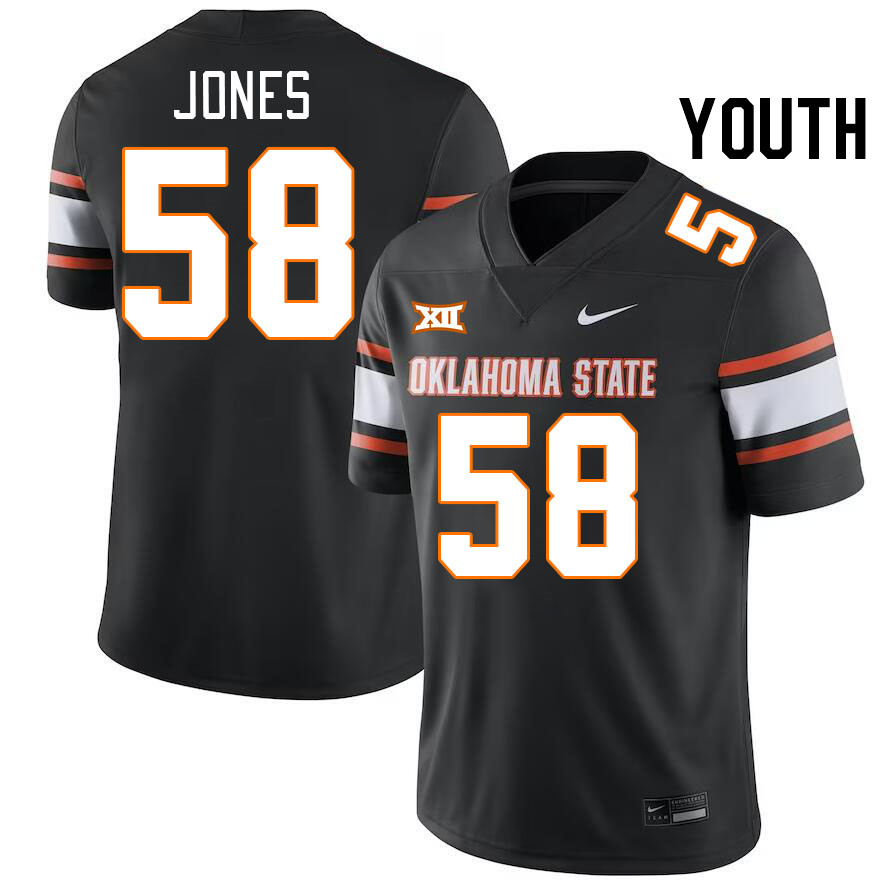 Youth #58 Kaden Jones Oklahoma State Cowboys College Football Jerseys Stitched-Black